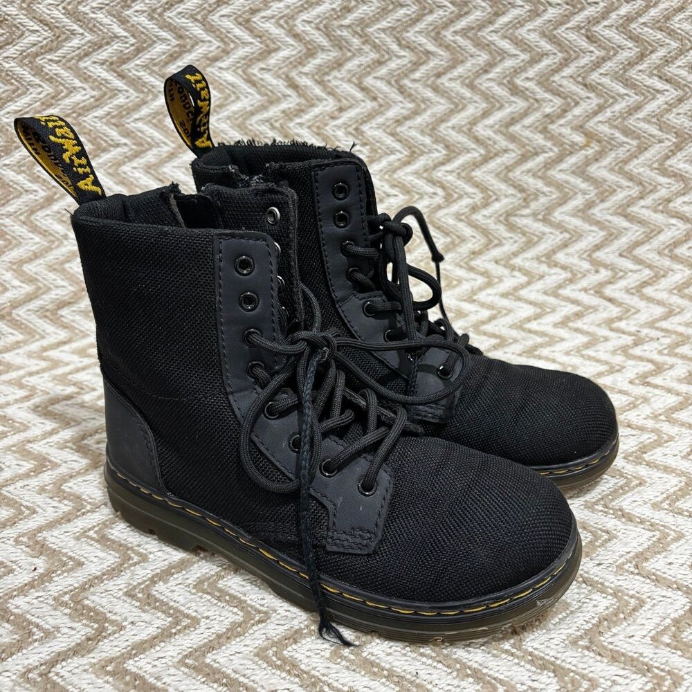 Dr. Martens COMB J Lace Up Ankle Zip Combat Boots Unisex Kids Size 2